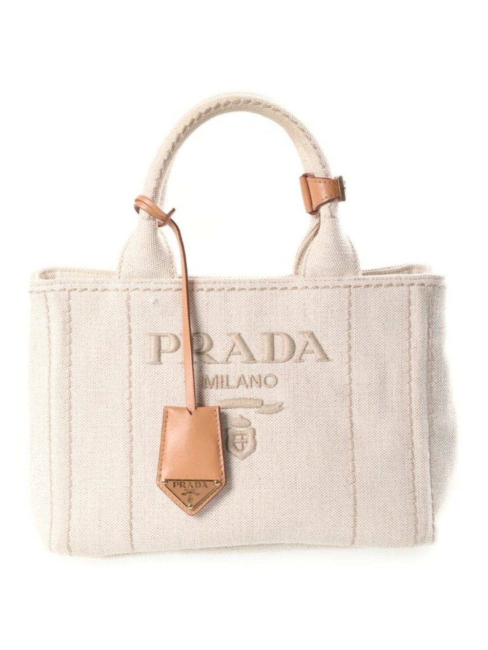Prada Ricamo Jardiniere 2-Way Bag Canvas White